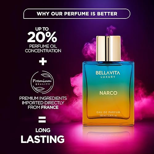 Miniatura 5 de BELLAVITA Perfume unisex de lujo NARCO para mujeres y hombres  Notas de bergamota, jazmín y almizcle blanco  Aceites de perfume de lujo de larga
