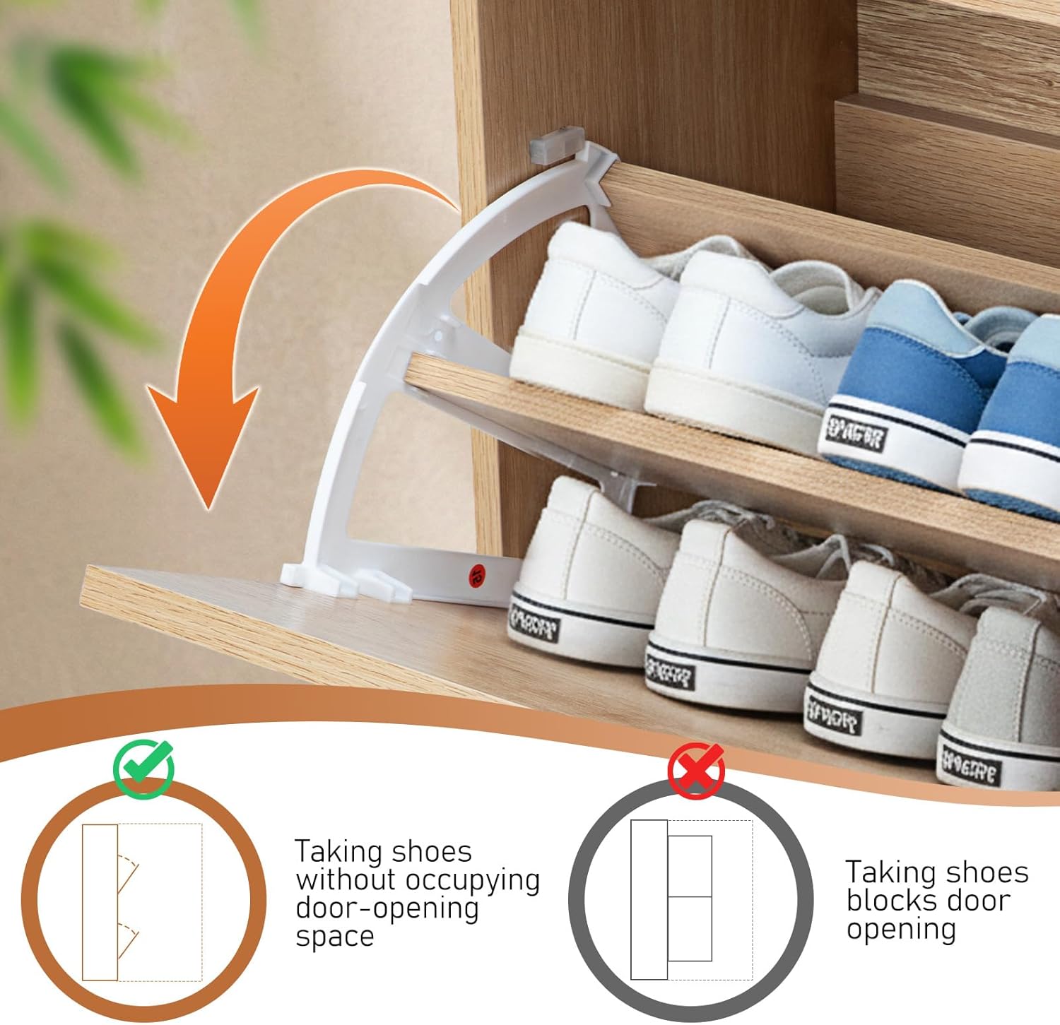 Karl home Shoe Rack Storage Organizer, Rattan-Panel 1-Drawer 2-Tilt-Out Shoe Storage Cabinet, Hidden Shoe Storage for Entryway,Ideal for Heels,Slippers,Casual Shoes,Natural Wood Finish