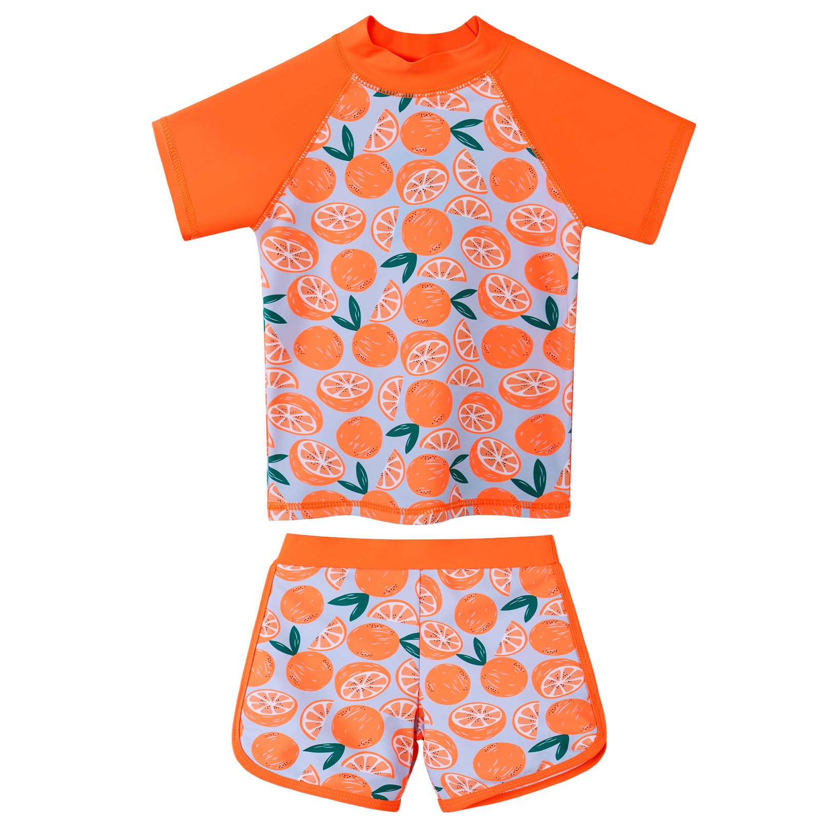 BAOHULU Girls Rash Guard Swimsuit Two Piece Bathing Suit UPF 50+ Short Sleeve Summer Beach Swimwear Size 3-14 Years