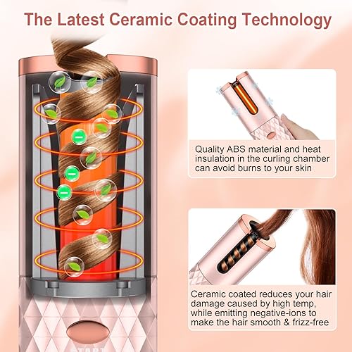 Miniatura 5 de Rizador automático, rizador de pelo inalámbrico, herramientas calientes automáticas 6 temperaturas  11 temporizadores  apagado automático, rizador