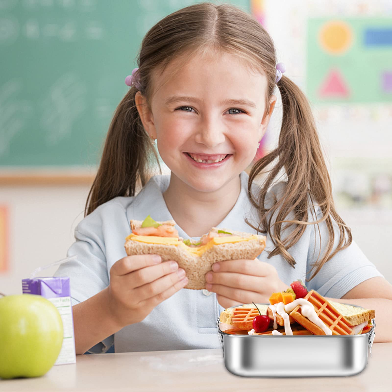 Bento Box in Acciaio Inossidabile, Portamerenda con Nome - Testo di Incisione Personalizzato, Lunch Box per Bambini e Adulti, Contenitore per Il ​Pranzo a Prova ​di Perdite con Divisorio (1200ml)