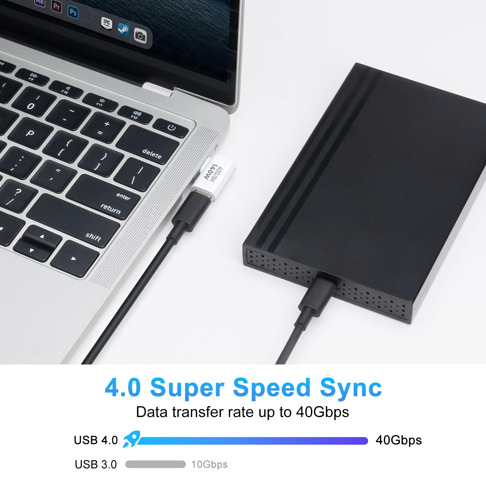 Stouchi 40Gbps USB 4 Extension Cable 5FT, 240W Fast Charging