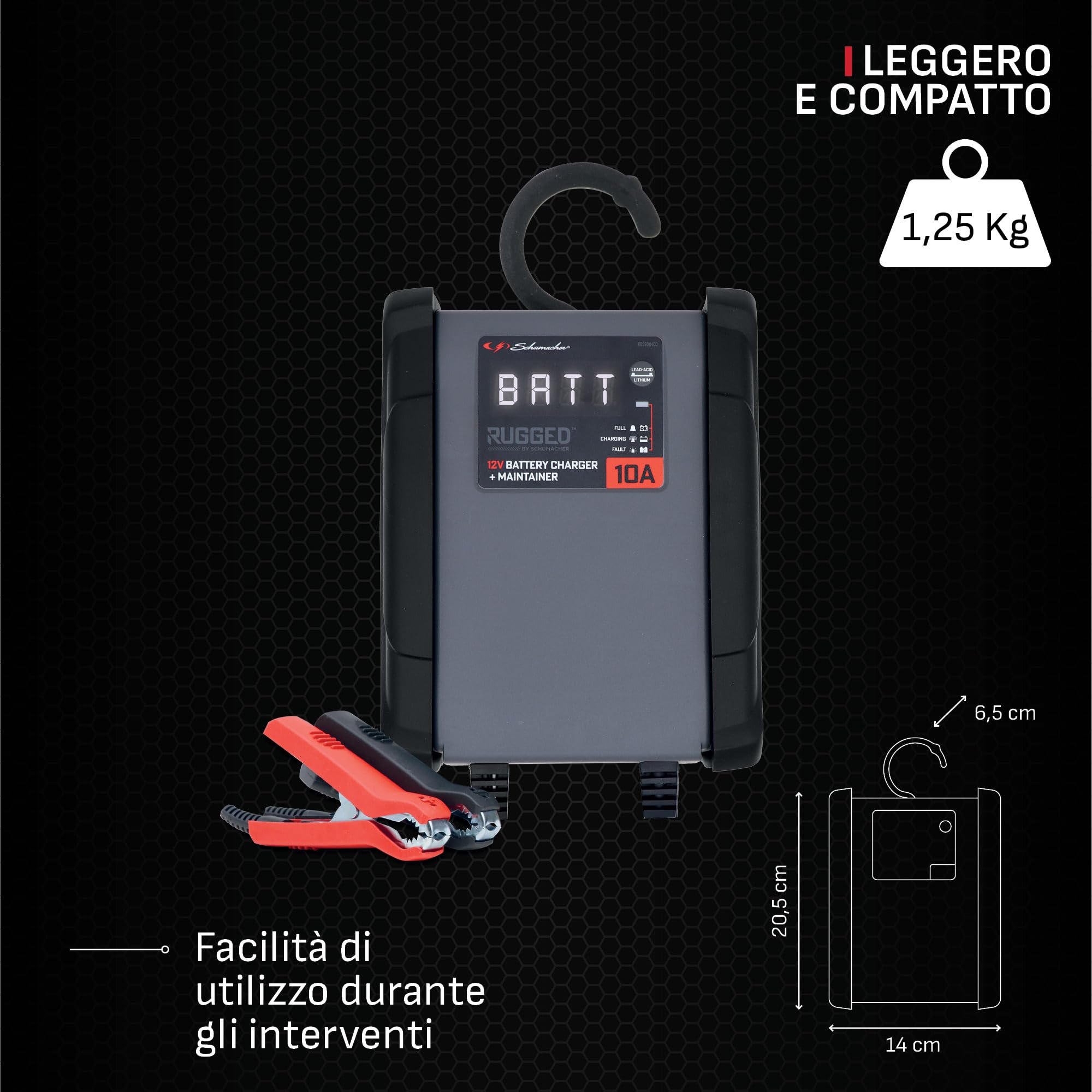 Schumacher Electric SPX460-10A Caricabatterie Auto 12V - Mantenimento Intelligente - AGM, Standard, Gel, Calcio, Start&Stop, LiFePo4