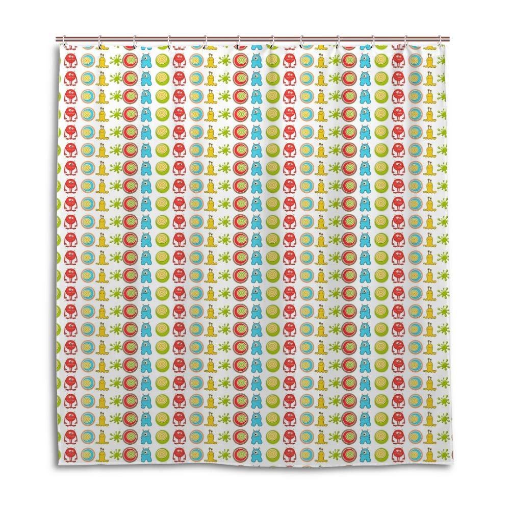 Rideau de douche pour salle de bain familiale motif monstre rigolo en tissu