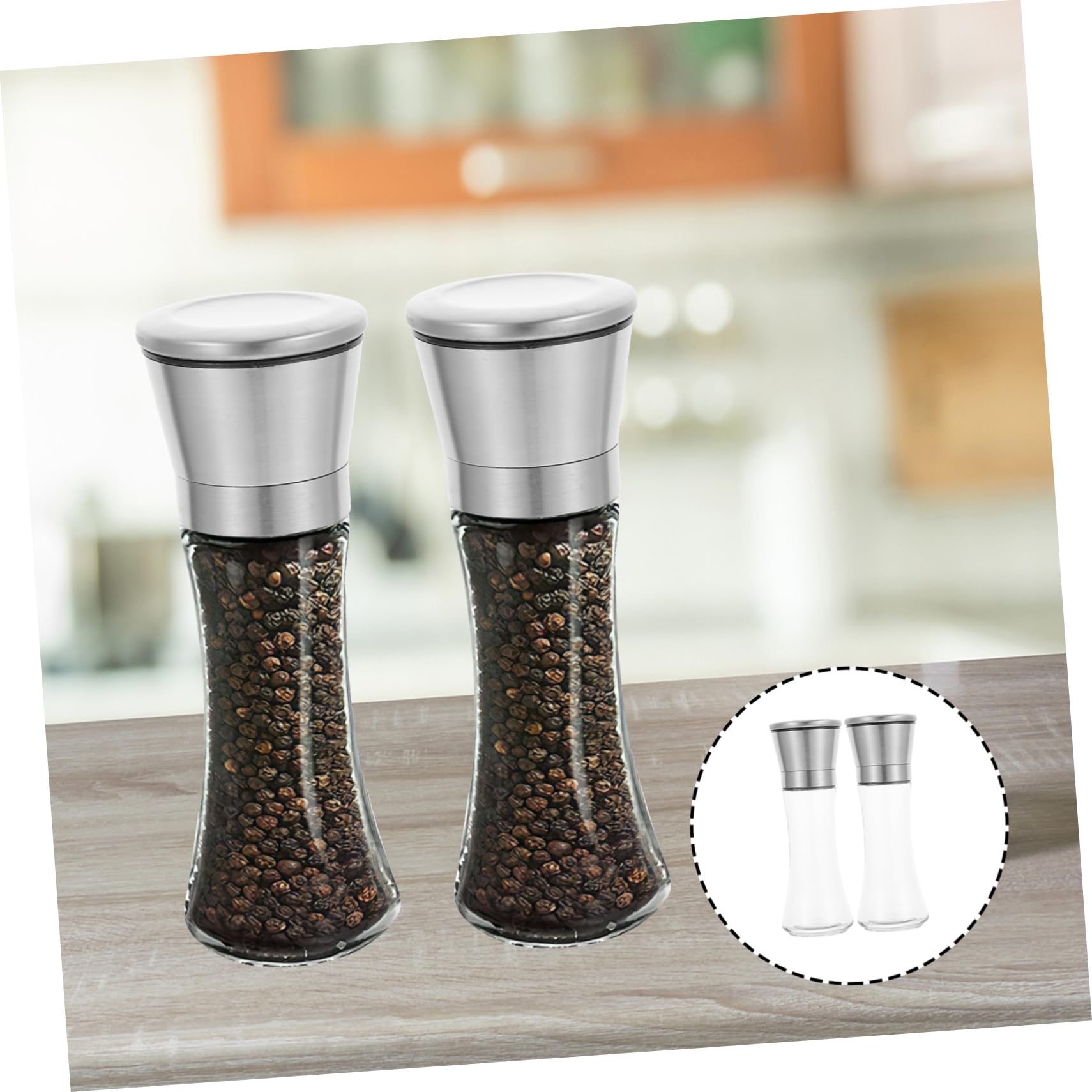 COLLBATH 2pcs Grinder Set Kitchen Pepper Coffee Beans Grinder Pepper Shaker Grinder Clear Pepper Salt and Pepper Grinder Manual Salt Shaker Coffe Bean Kitchen Masher for Pepper Glass White