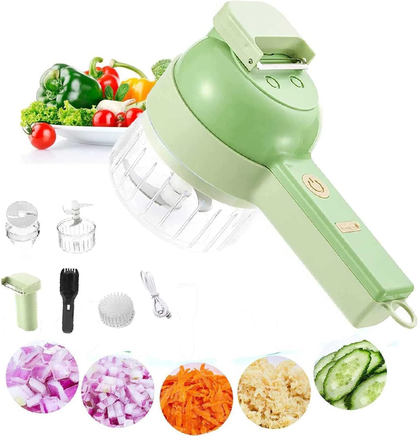 4 in 1 Handheld Electric Vegetable Cutter Set, Electric Garlic Chopper