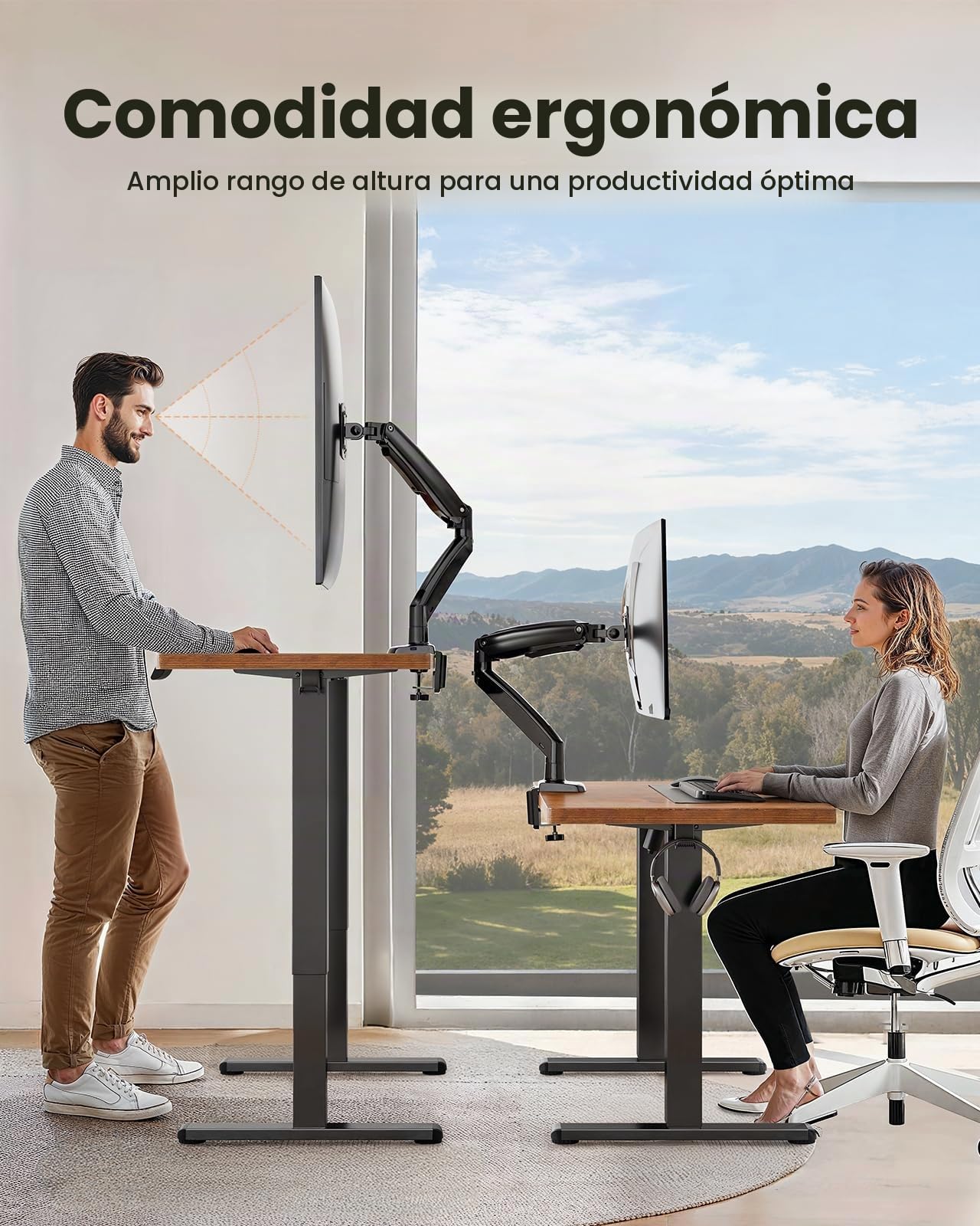 ErGear Soporte para monitores de 13 a 49 Pulgadas, Brazo de Monitor para Juegos de Alta Resistencia con Giro, inclinación y rotación para el hogar y la Oficina, soporta 12 kg, VESA 75 x 75 100 x 100