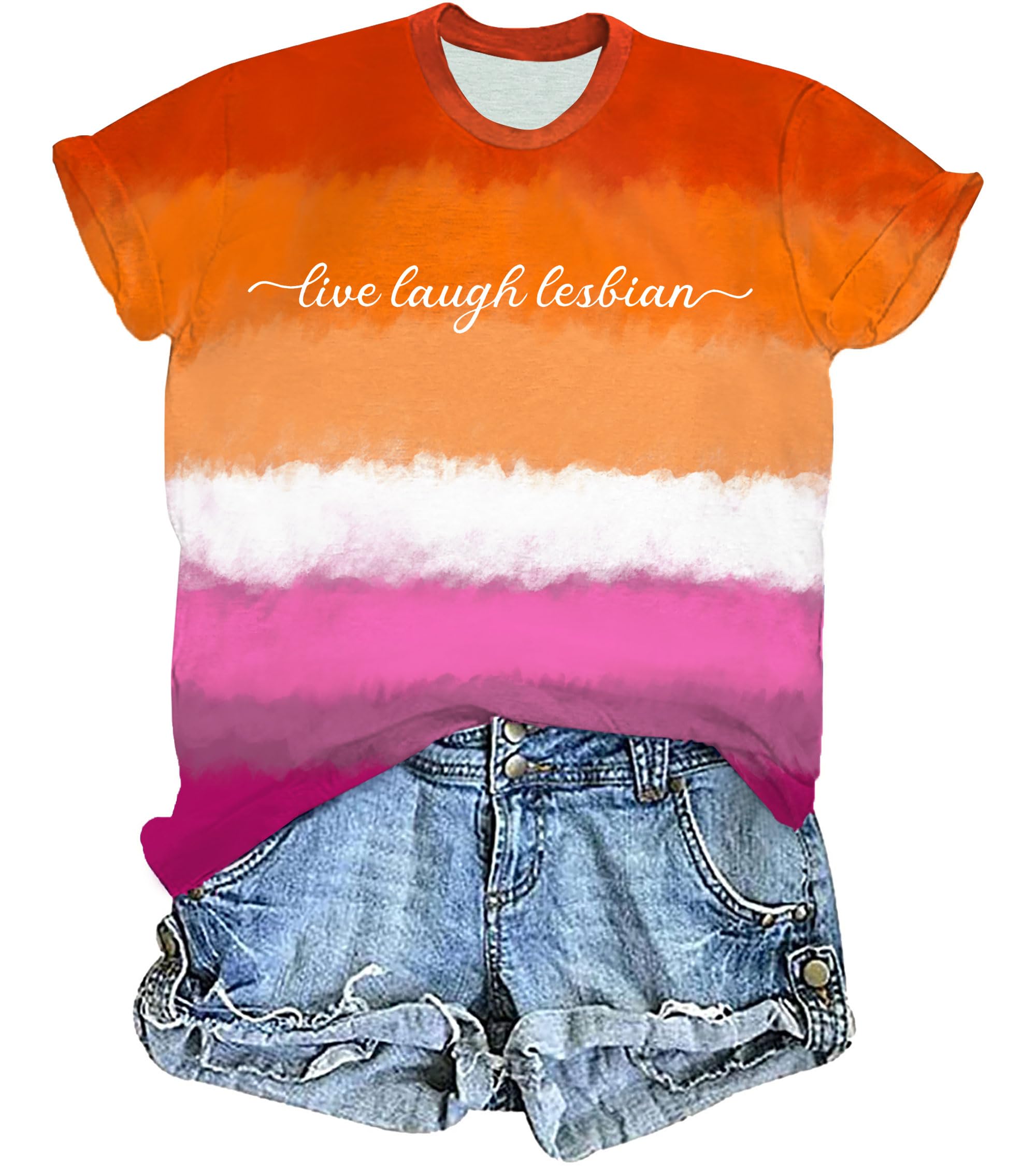 UYIQL Pride Shirts for Women LGBT Flag Graphic Tshirt Short Sleeve Rainbow Pride Month Tee Tops