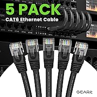 Vista 2 de GEARit Paquete de 5 cables Ethernet Cat6 de 100 pies Cable de conexión de red RJ45, conectores chapados en oro sin enganches de 10 Gbps - Cable