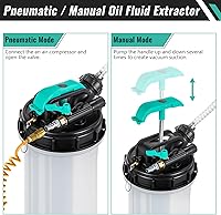 Vista 3 de Estune Extractor de líquido neumático manual de 2 galones/7.5 L, bomba extractora de aceite automotriz, cambiador de vacío de aceite con 5 mangueras