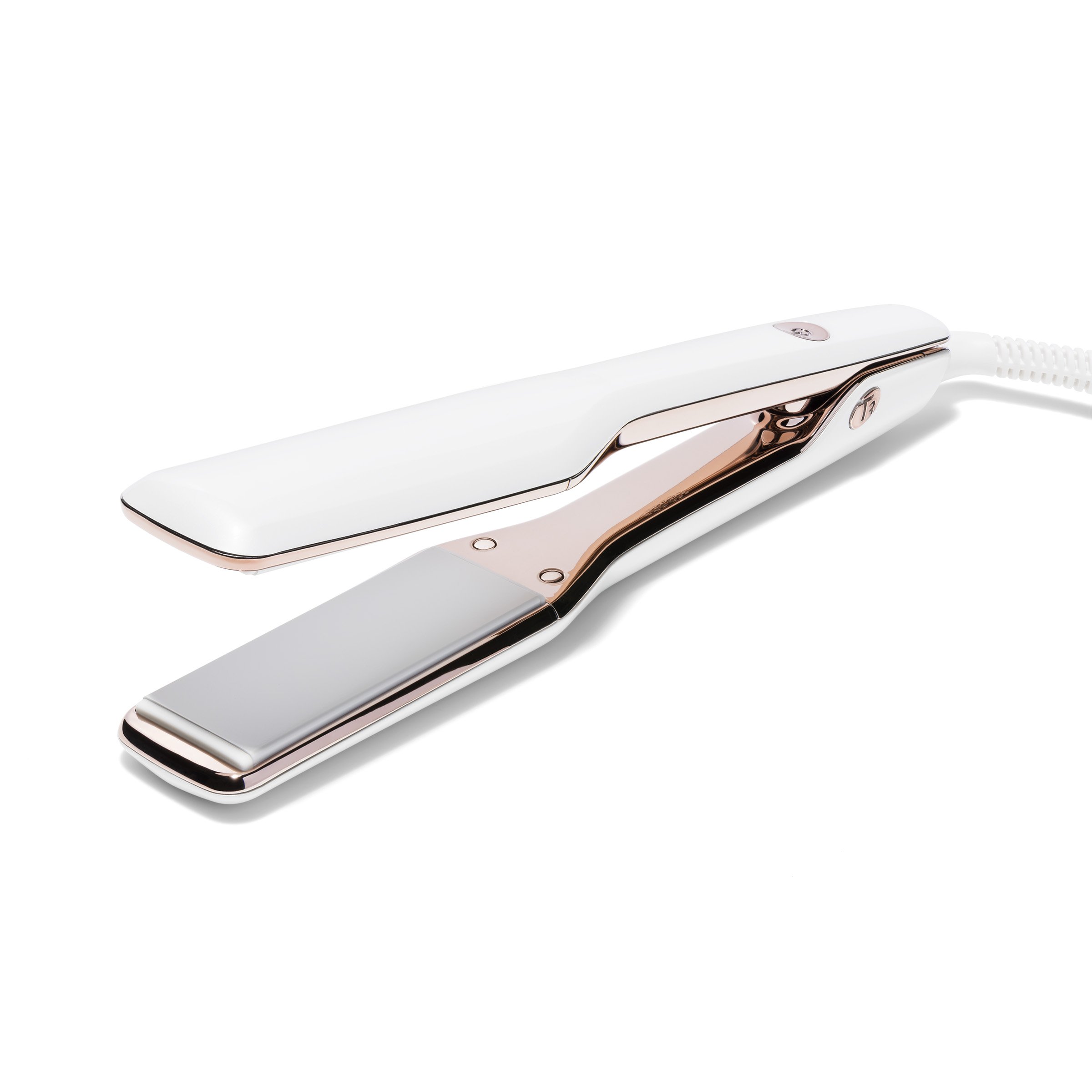 T3 Singlepass X Plancha de peinado de mezcla de cerámica personalizada y plancha plana Ionic para alisar cabello ancho y para pelo fino, grueso o largo, color blanco/oro rosa, 38 mm