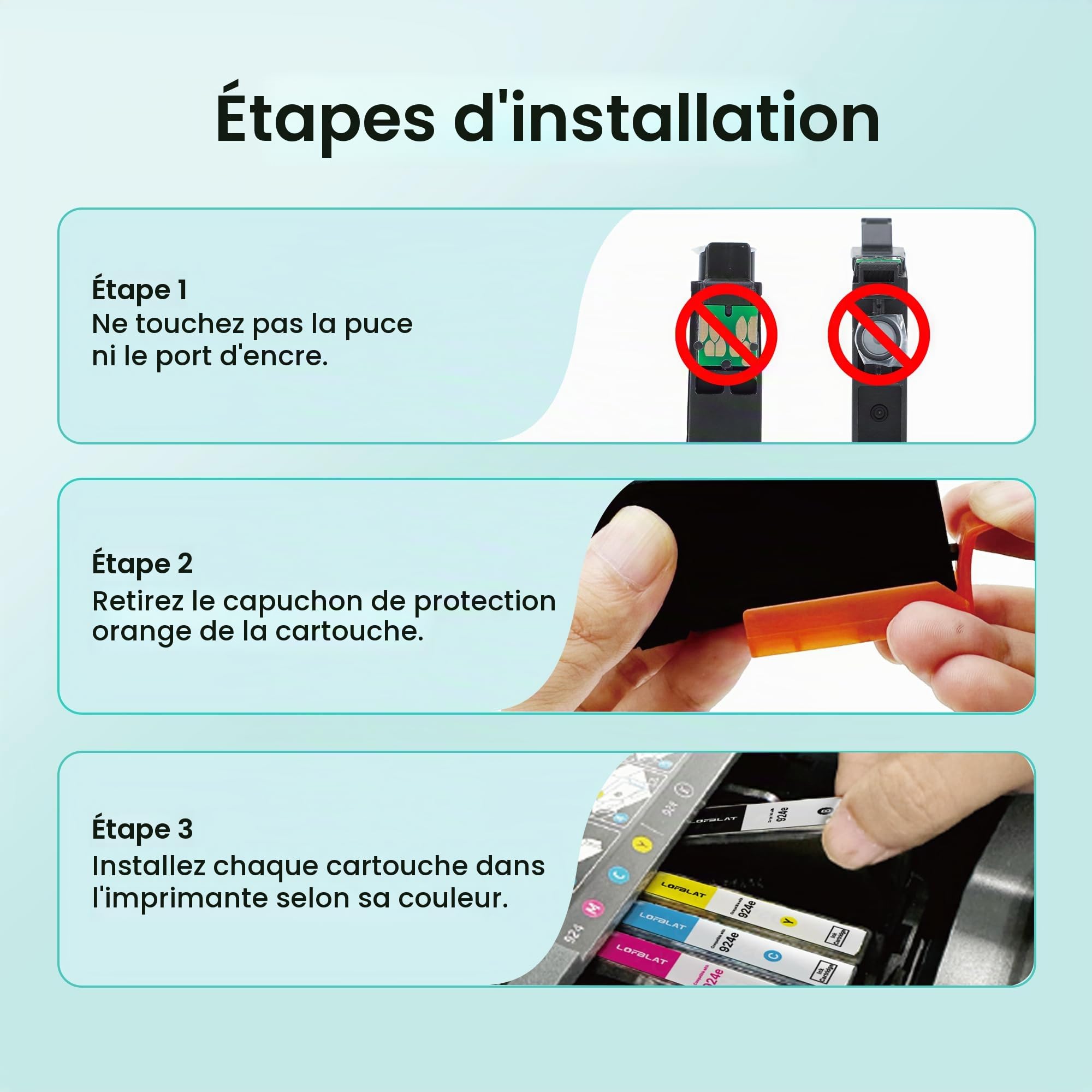 LOFBLAT 924e 924XL Cartouche pour HP 924 Pack de 4 Cartouches pour HP 8132e