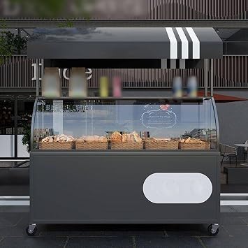 Metal Market Stall with Transparent Cover, Mobile Food Cart Stall with Canopy and Storage Box, for Selling Snacks/Bread/CoffeeBlack,L 140cm/55.1in