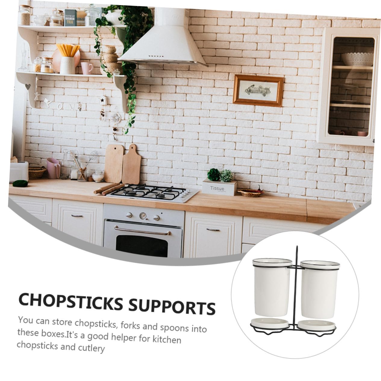 Support à Baguettes en Céramique Blanc, Lot de 1 Set de Set, Cuisine