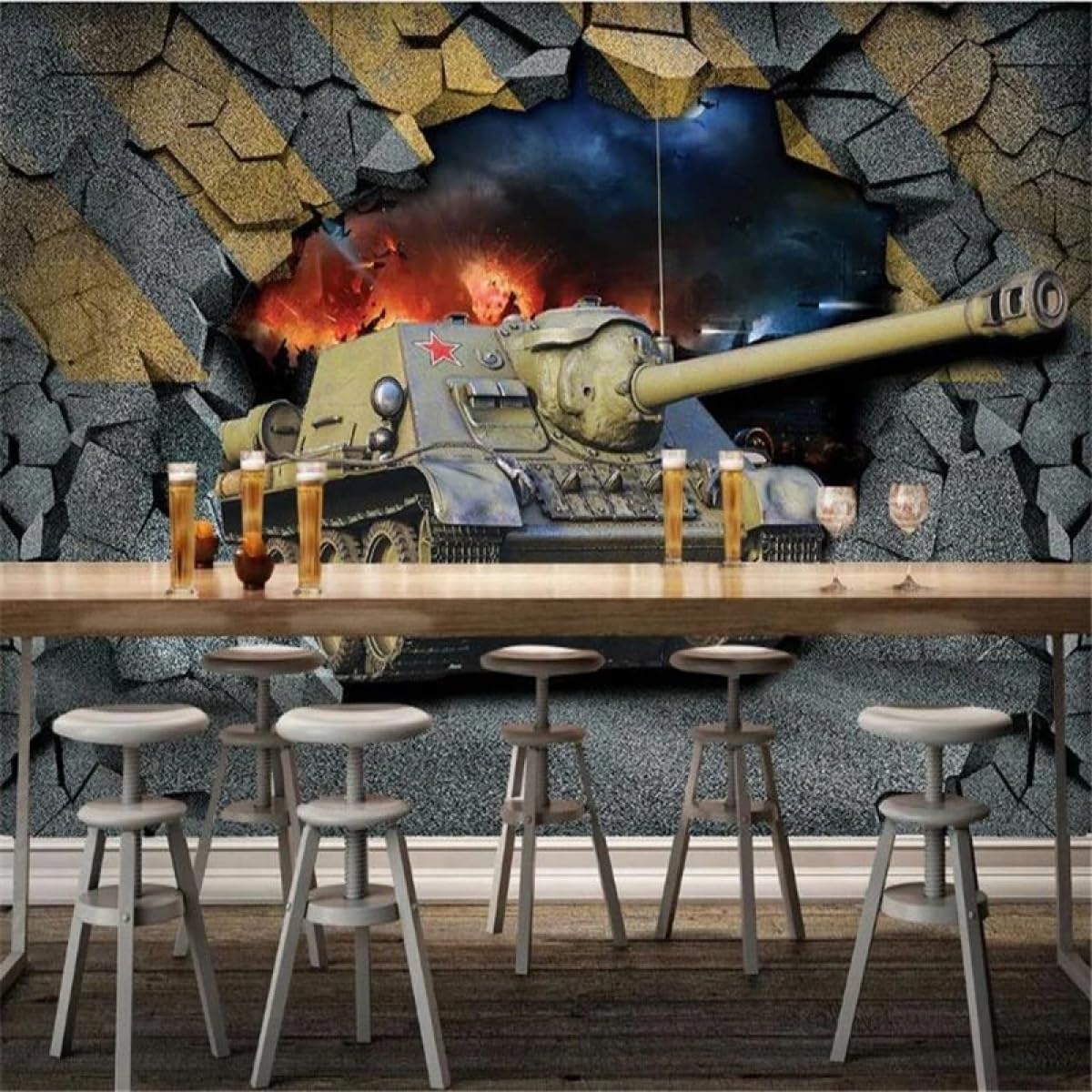 Peinture d'art mural 3D effet rétro de haute qualité pour grand mur