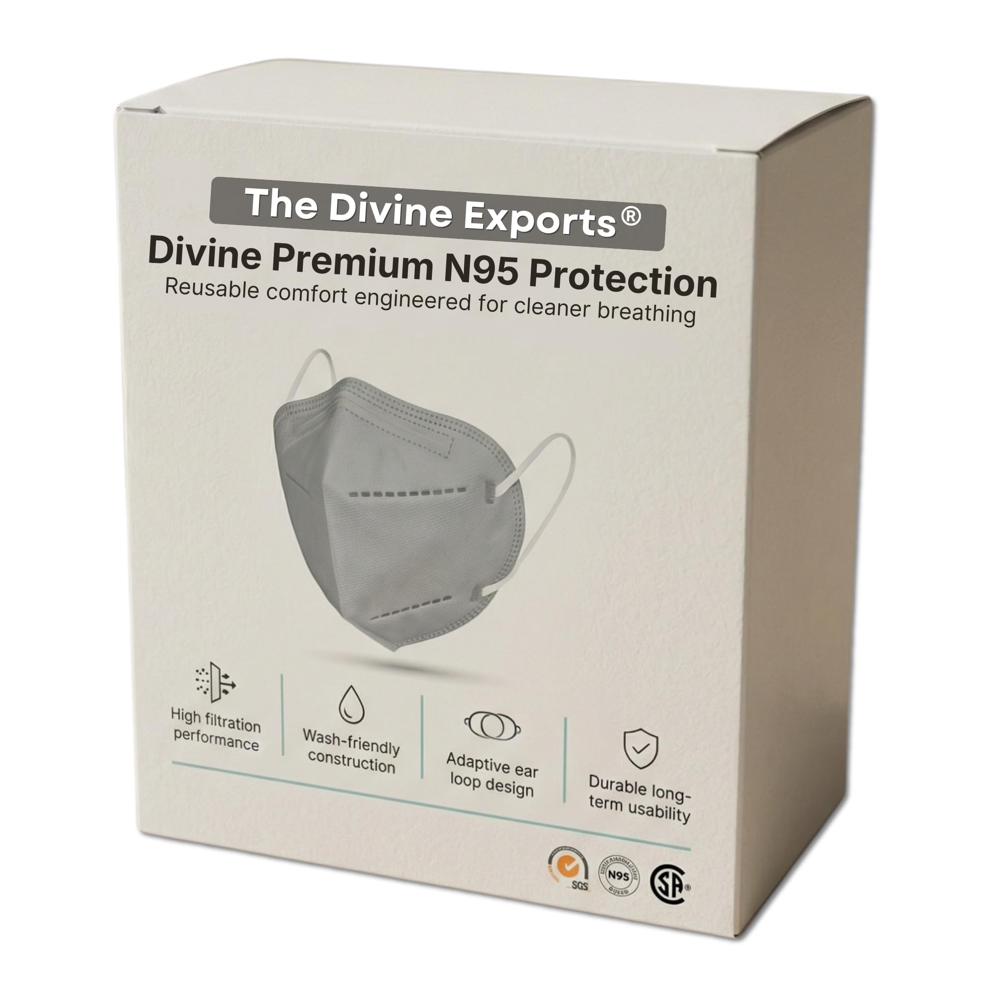 Divine Premium N95 Mask for Men & Women | Reusable Mask | Washable Certified by ISO & CE to Protect Mouth Dropets, Dust and Pollution | Available in Four Different Colors | Combo(25/30/40/50/100) Pcs-image-31