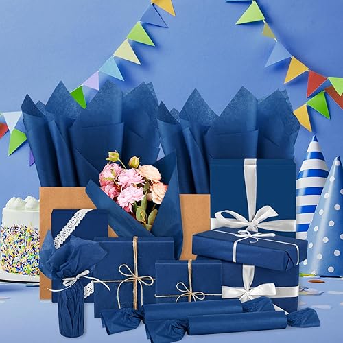Miniatura 5 de Morcheiong 60 hojas de papel de seda azul marino para envolver regalos, papel de seda a granel para manualidades, manualidades, fiesta de cumpleaños