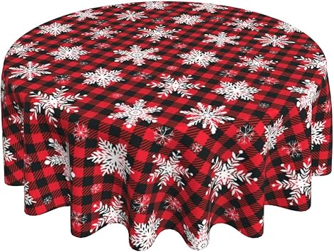 DEKIFNHG 60" Christmas Round Tablecloth, Christmas Holiday Party Decor