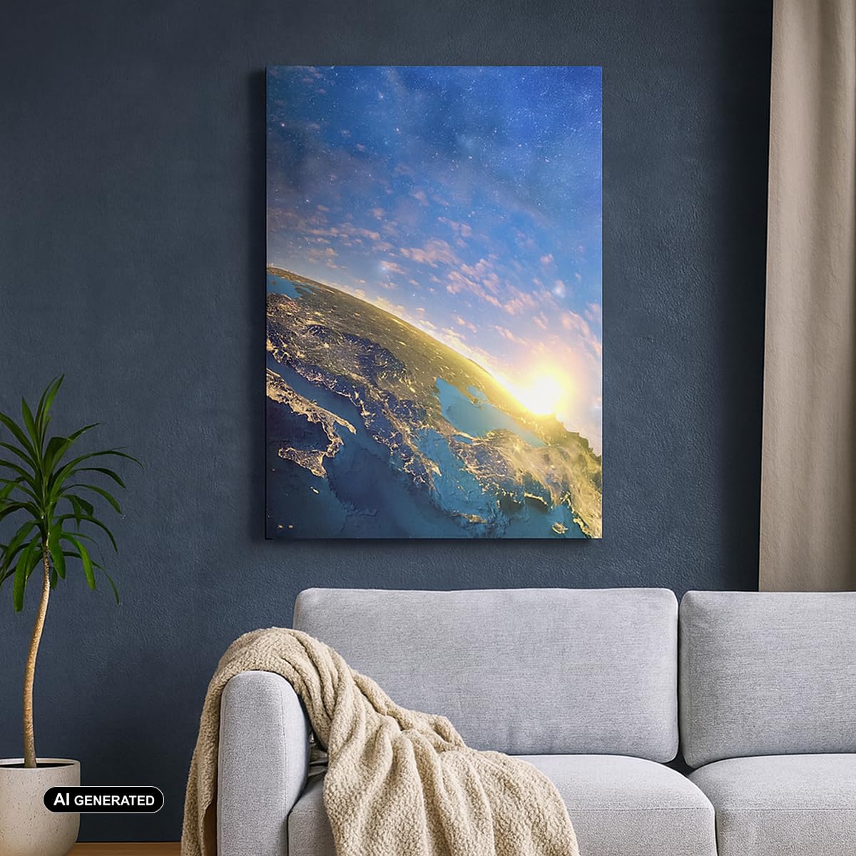 ARTTOR Moderno Quadro su Tela 50x70 cm Verticale Spazio Paesaggi - 3809