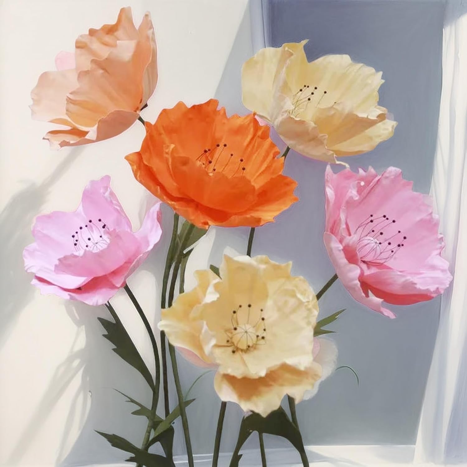 Large Paper Artificial Flowers, 7 Pcs/Set Giant Flowers for Decoration, Giant Paper Flowers for Wedding Birthday Party Banquet, Mother's Day Backdrop Decor, Photography Props, Shop Window