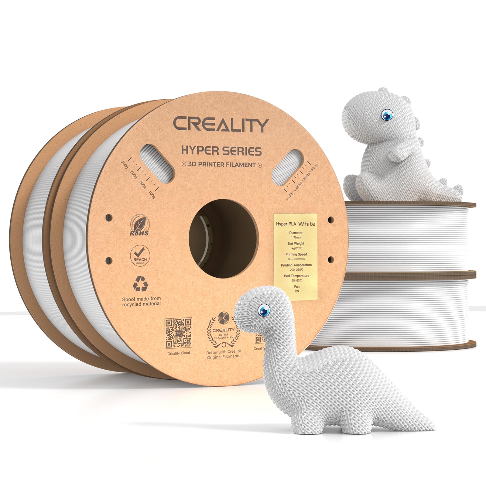 Creality Hyper PLA Filament 4KG, Up to 600mm/s High Speed 3D Printer Filament PLA 1.75mm, No-Tangling Stronger Toughness Fit Most 3D Printers