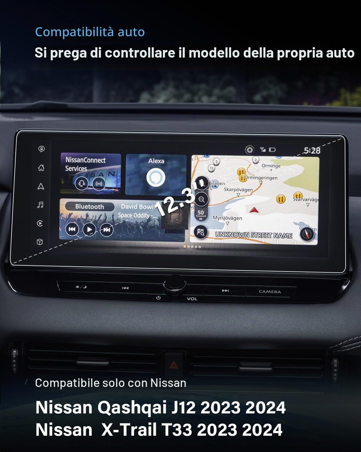 Pellicola protettiva in vetro temperato 9H per Nissan Qashqai J12 X-Trail T33 e-POWER 2023-2026