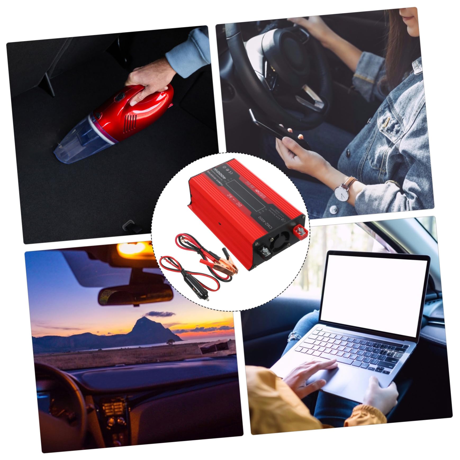 Gatuida 1set Inverter Per Auto Con Display Digitale Lcd Doppia Porta Usb Ventola Di Raffreddamento Intelligente Per Camper e Viaggi Su Strada