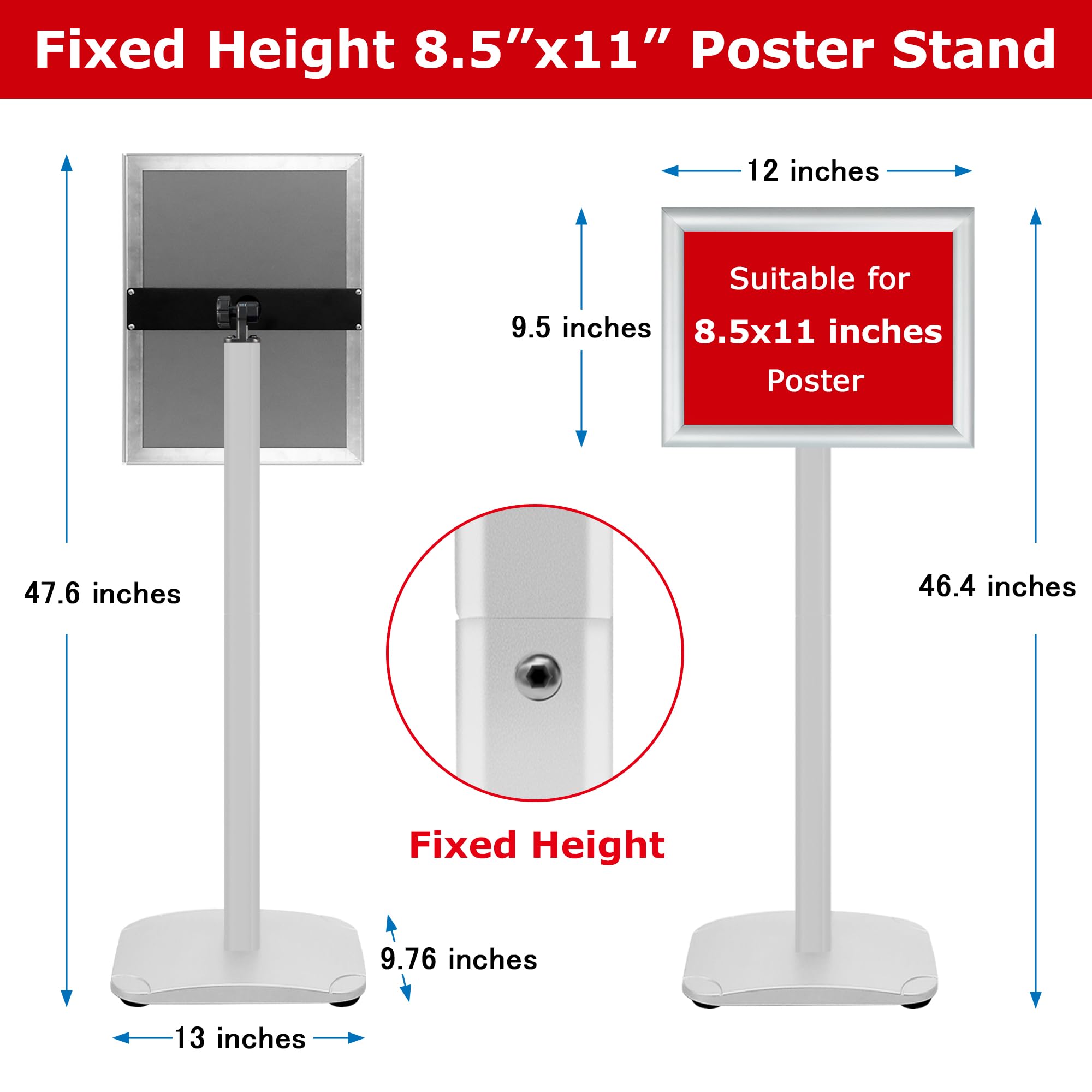 Paquete de 3 soportes resistentes para carteles de pie de 8.5 x 11 pulgadas, soporte de pie con base pesada, soportes verticales y horizontales para carteles/menús para publicidad en interiores