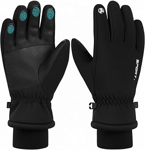 Guantes deportivos de invierno para esquí y snowboard, guantes térmicos blancos y negros con puños elásticos