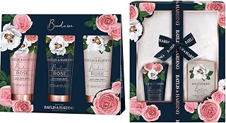 Cece's Emporium Baylis & Harding Gift Set Boudoire Rose Bundle includes 1x Slipper Set with 100g Foot Soak Crystals and 140ml Foot Lotion and; 1x Rose 3 Handcream Set - Pamper Gifts for Women