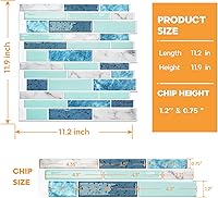 Vista 5 de Vamos Tile 10 láminas de azulejos adhesivos para salpicadero, 12 x 12 pulgadas, diseño de color claro, para adherir en la pared, adhesivo