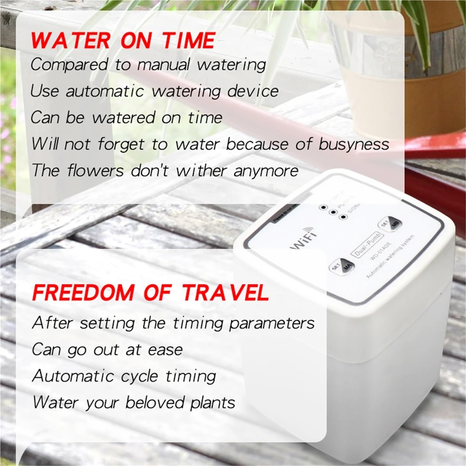 Programmatore di irrigazione. Dispositivo di irrigazione Intelligente WiFi Controller del Sistema di irrigazione a Goccia Automatico temporizzato a Doppia Pompa (20 Pots)