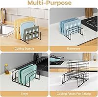 Vista 5 de Organizador de Tablas de Cortar y Estante para Bandejas de Hornear, [Paquete de 1] Organizador de Bandejas para Galletas de Metal Resistente Negro