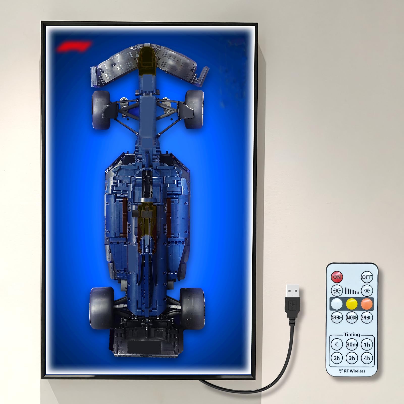 NOVDA Display Frame Compatible with Lego 42206, LED Light with 3 Colour Temperatures & Remote Control, Wall Mount Board for 42206, 29.5x17.7 In for Home/Office/Collection/Exhibition (Excluding models)
