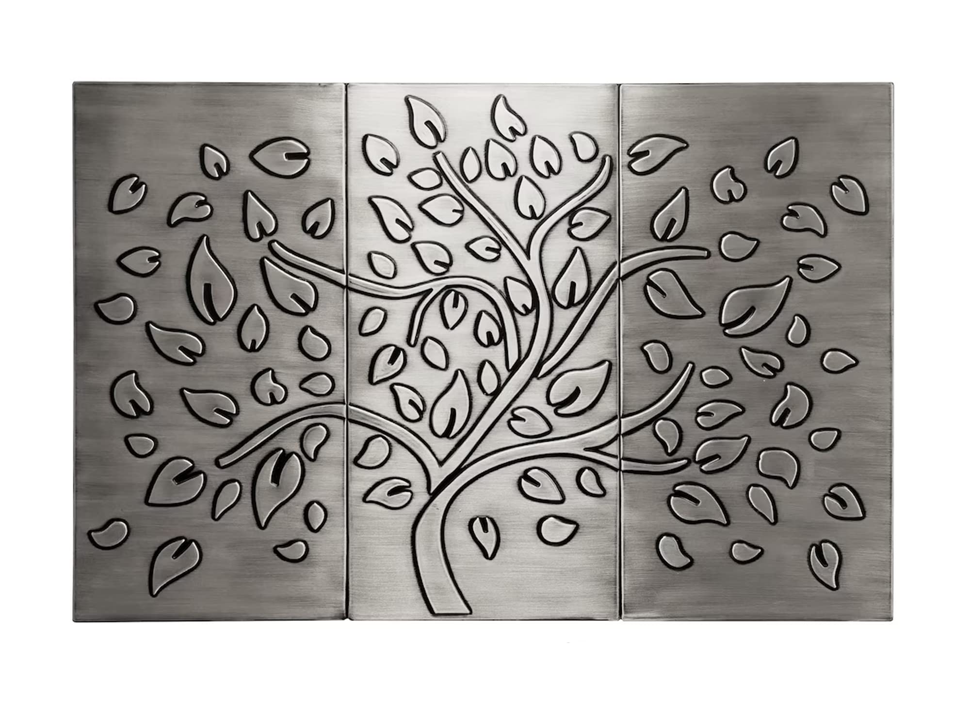 Handmade Stainless Steel Kitchen Backsplash Tiles - Fabulous Mosaic Tree with Falling Leaves - 23.62