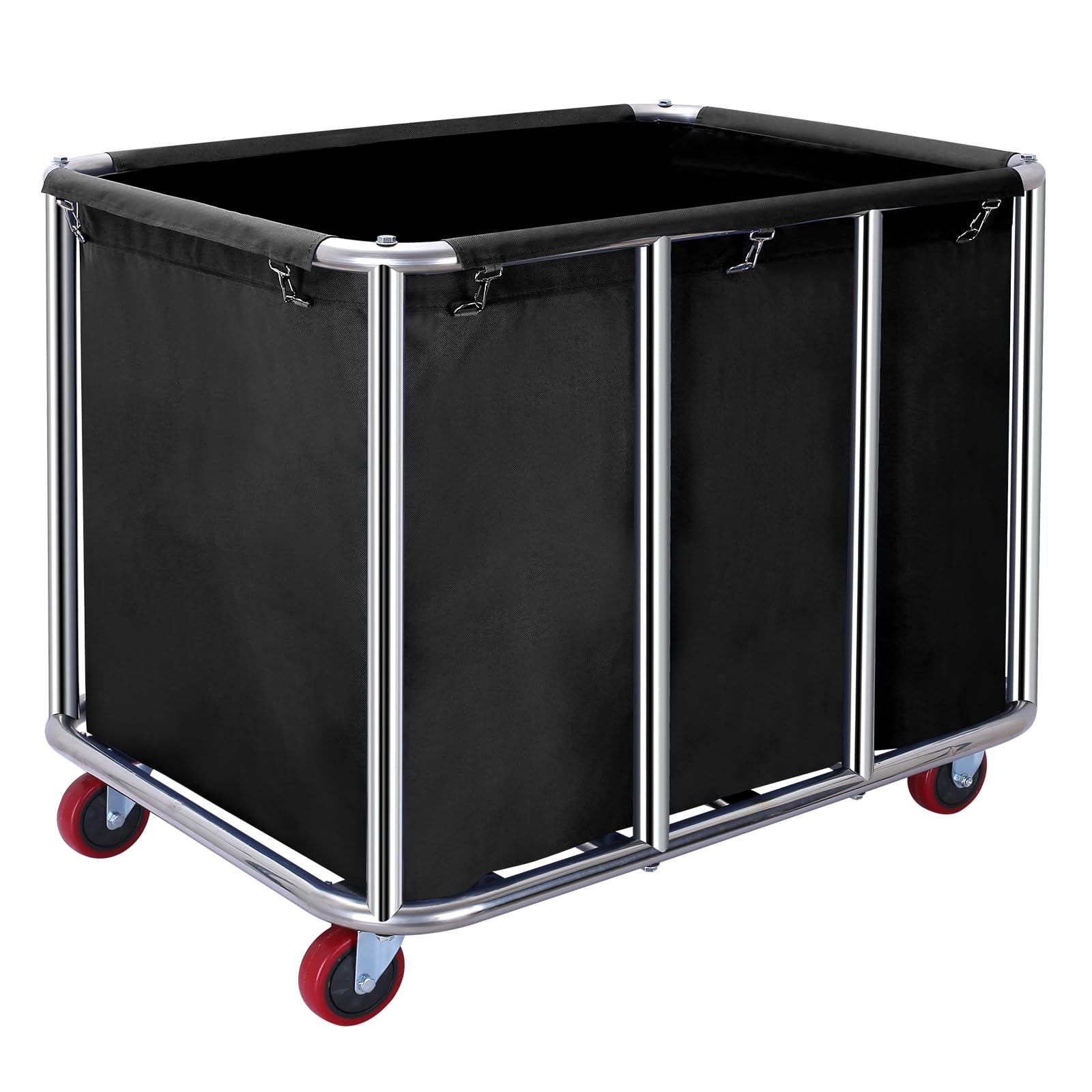 Commercial Laundry Cart with Wheels,Industrial Laundry Cart 11.35 Bushel(400L),Commercial Laundr Basket with Stainless Steel Frame and Oxford Cloth,440LB Load