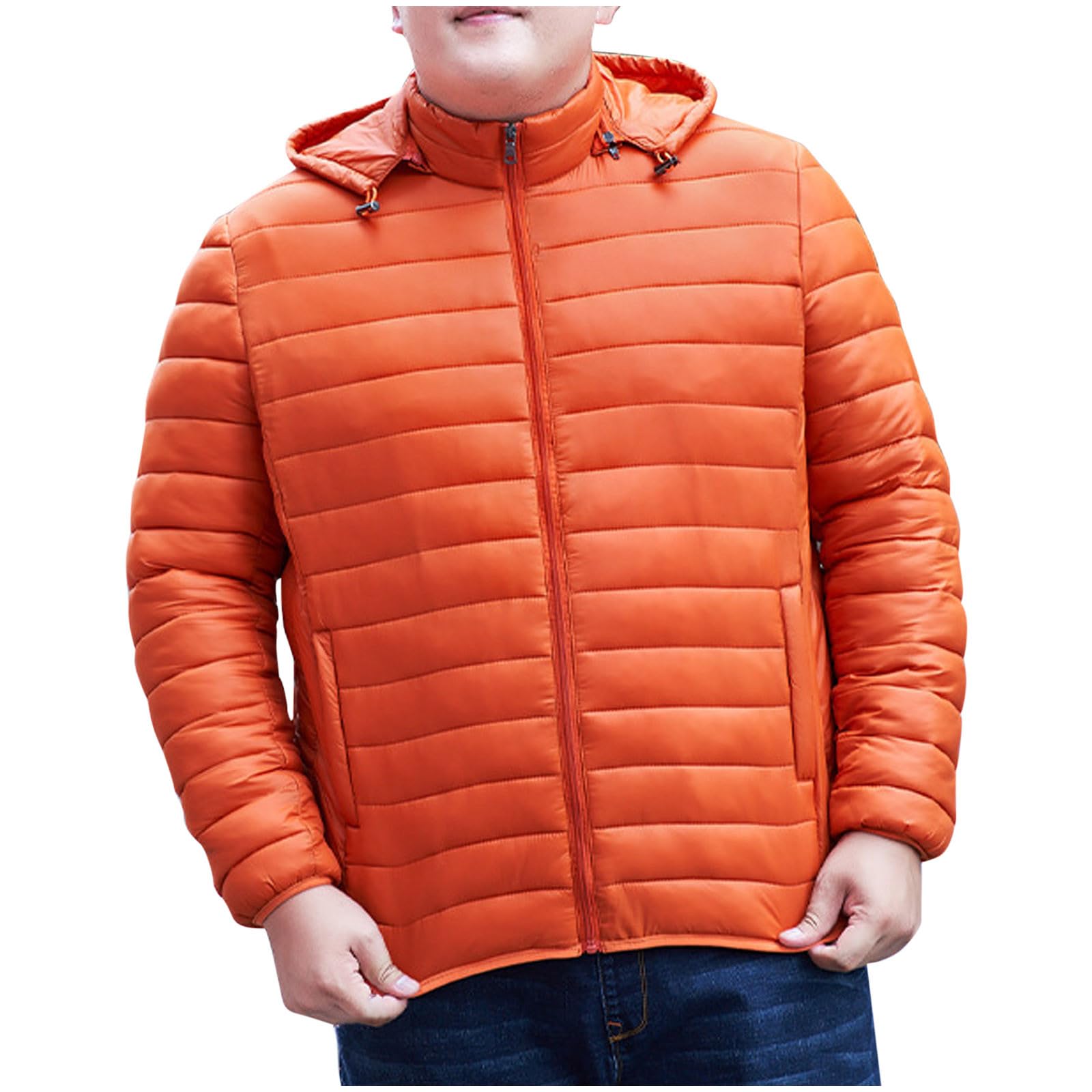 Mens Winter Coats Windproof Heavyweight Hooded Jackets Casual Zip Up Down Quilted Hoodie Winter Warm Thick Outerwear