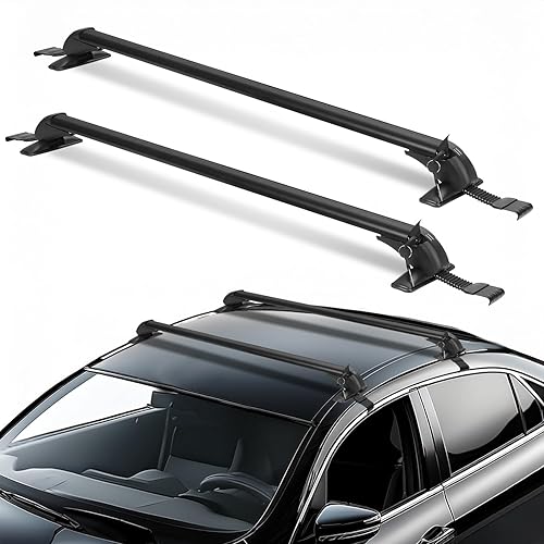 43" Universal Roof Rack Cross Bars, Upgraded Aluminum Lockable Crossbars with Extendable Window Frame & Dual Security Keys. 165lbs Max Load for Bare Roof Cars/Trucks/SUVs