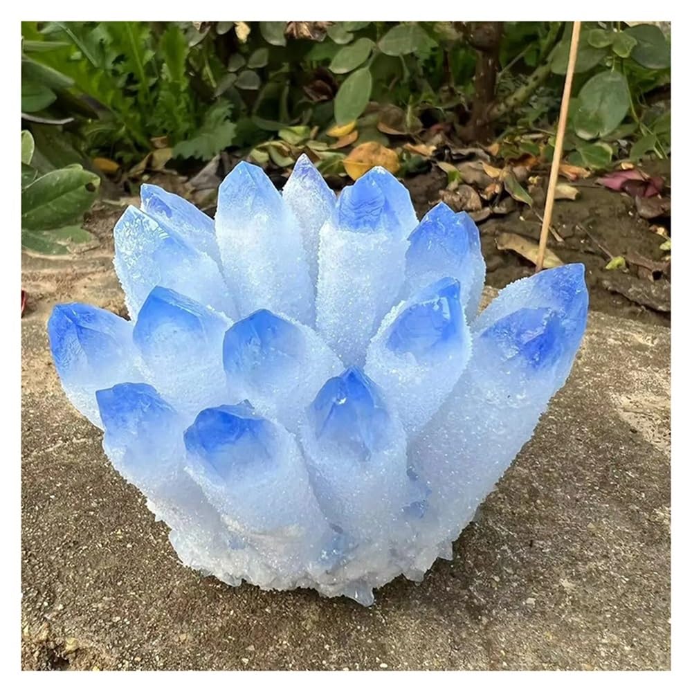 Citrino Natural y Cuarzo Azul en Bruto con Soporte para Decoración del Hogar