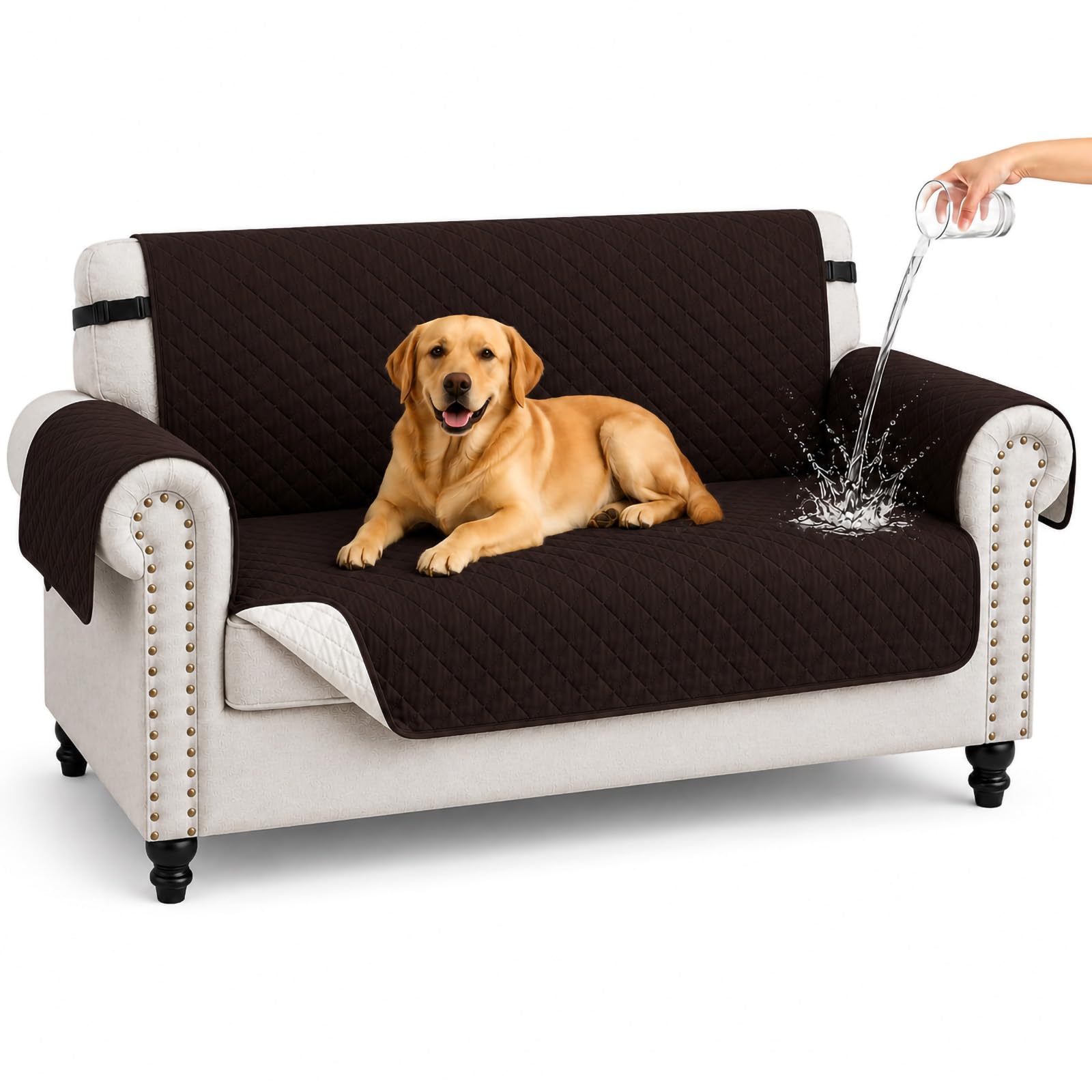 Hiiksolo Reversible Sofa Cover 2 Seater, Water-Resistant Pet Protector