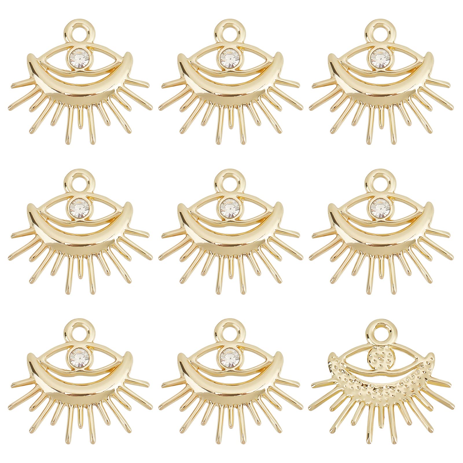 SUNNYCLUE 1 Box 30Pcs Evil Eyes Charms Eye of Horus Charms Egyptian Charm Spiritual Rshinestone Gold Metal Magic Charms for jewellery Making Charm Women Adults DIY Necklace Earrings Bracelet Crafts,