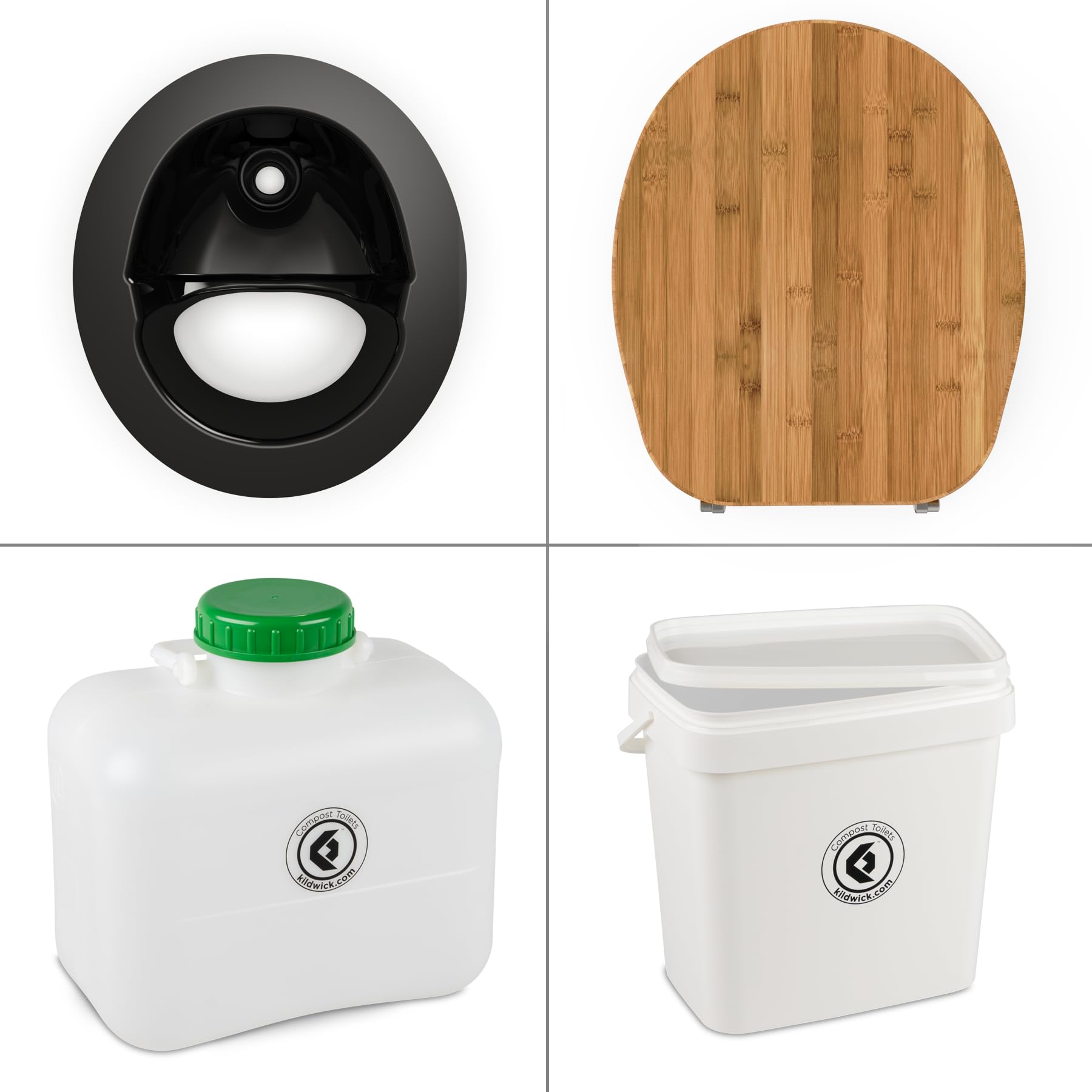 Kildwick FreeLoo M mit Bambussitz, DIY-Trenntoiletten-Set; Klassik, schwarz