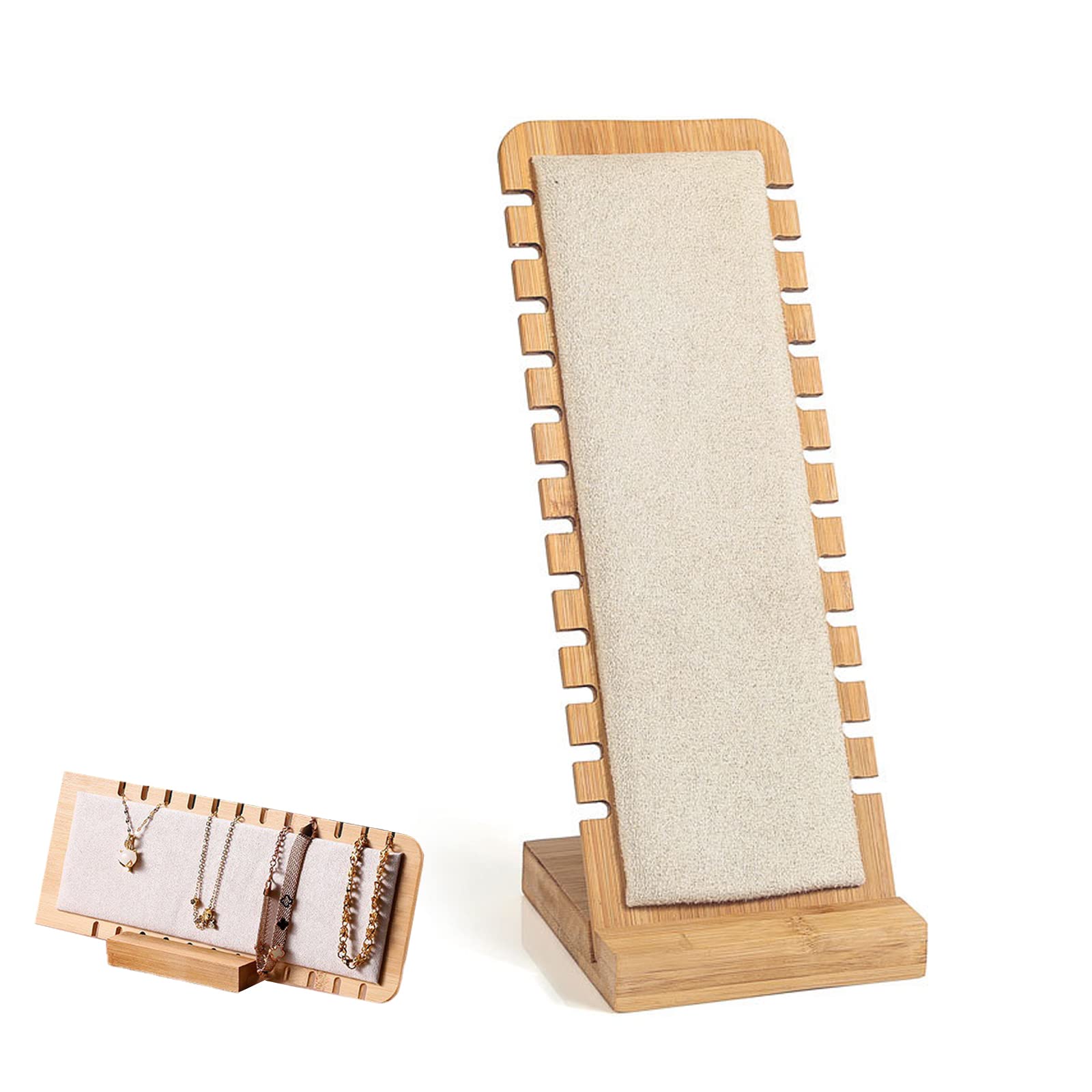 BOBOZHONG Porte Bijoux En Bois 26x10cm - Présentoir Collier Chevalet Noir - Organisateur Rangement