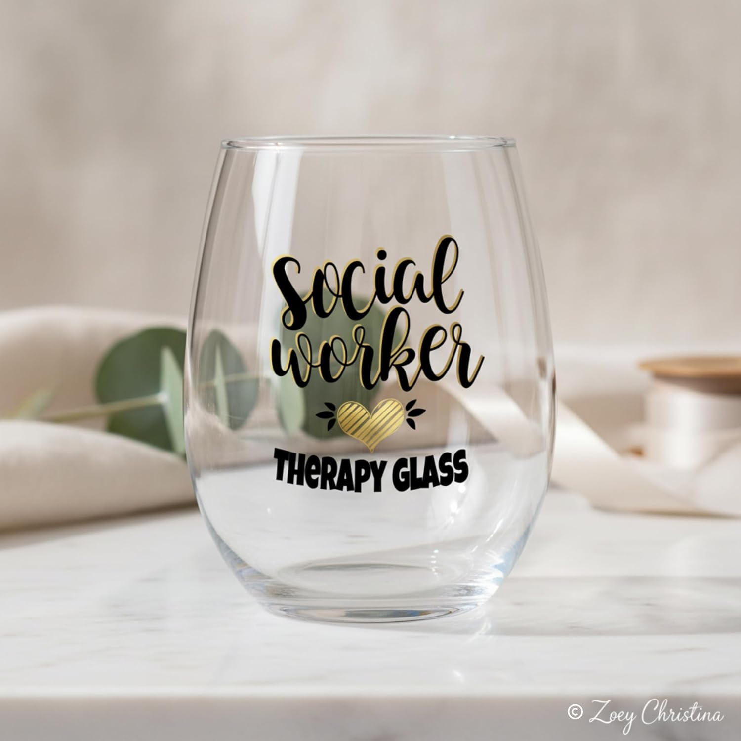 Social Worker Therapy Glass – 18 oz Stemless Wine Glass for Social Workers – Mental Health Gift for LCSW, School or Medical Social Worker – Appreciation, Graduation or Birthday Gift – 0025 - Image 2