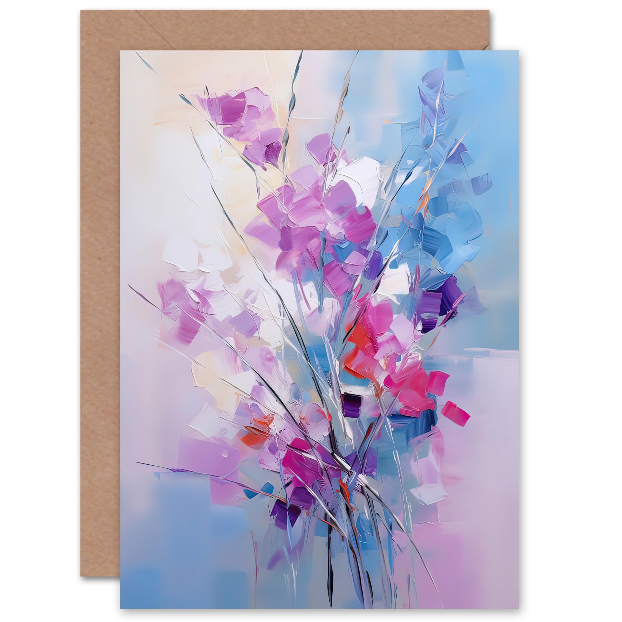 Artery8 Abstract Wildflower Bouquet Greeting Card - Blue