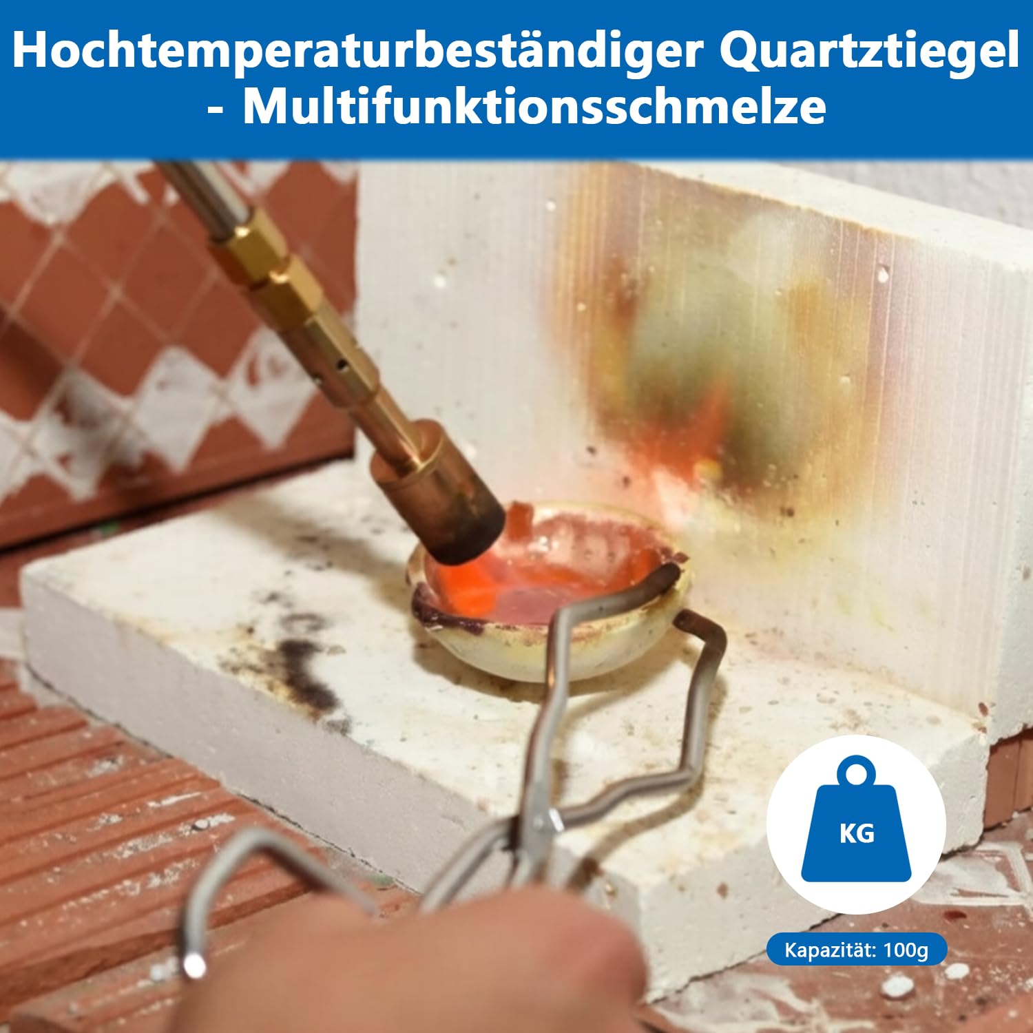 8 Stück Gold Schmelzen Set, Graphit- & Quarztiegel Set mit Gießform, 5-in-1 Graphitbarrenform, Tiegelzange & 2 Rührstäbe, Metall Schmelzen Kit für Schmuckherstellung, DIY Gold Silber Schmelzen