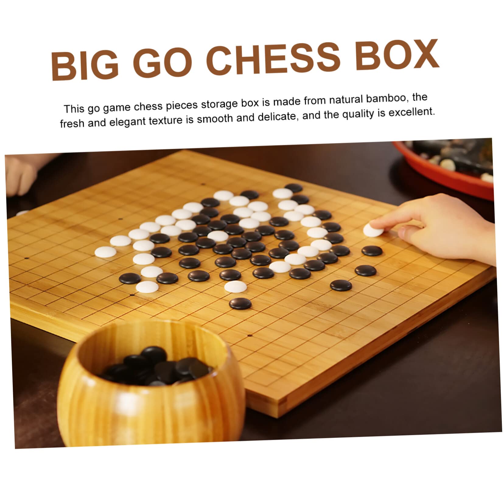 Contenedor de almacenamiento de ajedrez 1 par Go Jar Go Elementos de juego Cuenco de almacenamiento Madera caqui Backgammon Bambú Go Bowl Go Game