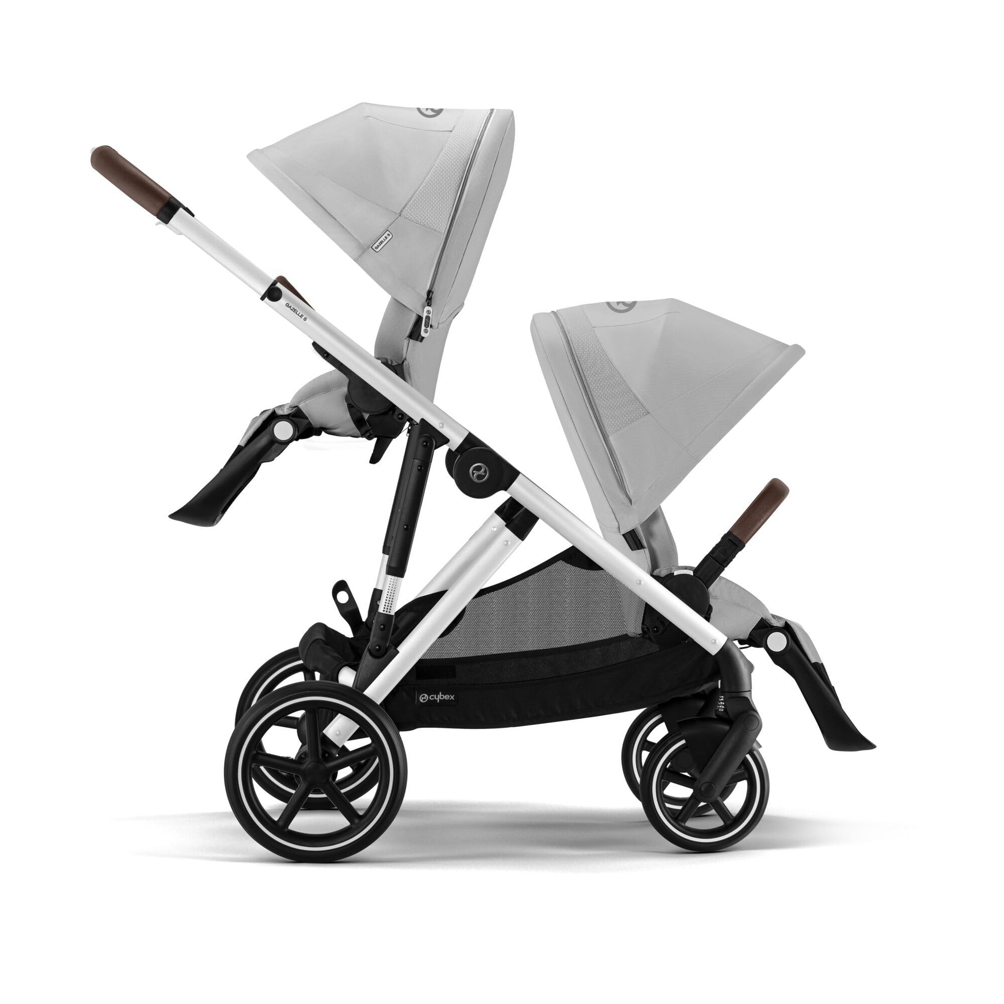 Poussette Double Gazelle S Unité de Siège Lava Grey Châssis Silver