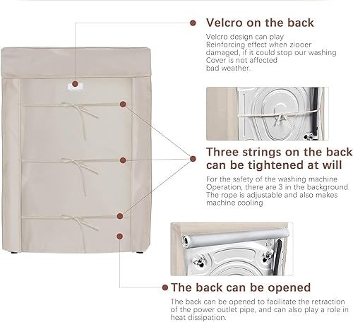 Miniatura 5 de MBOOM Cubierta para lavadorasecadora, 600D Oxford impermeable a prueba de polvo, protección completa, adecuada para lavadora de carga frontal, 27