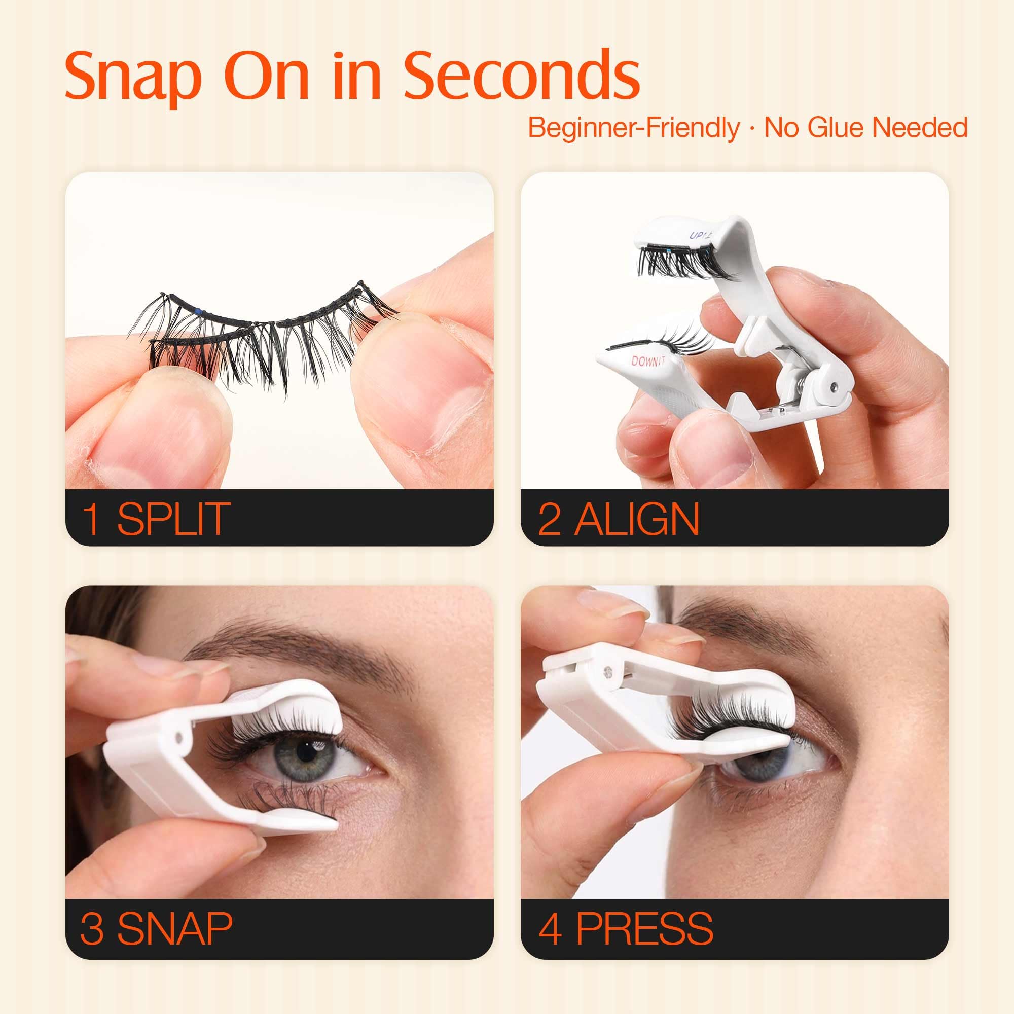 LASHVIEW Verbesserte magnetische Wimpern mit Applikator, kein Kleber erforderlich, natürliche, weiche magnetische Wimpern, Katzenaugen-Look, einfach zu tragen und zu entfernen (AN26)